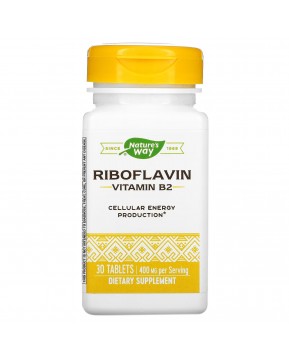 Nature's Way, рибофлавин, витамин В2, 400 мг, 30 таблеток Nature's Way, рибофлавин, витамин В2, 400 мг, 30 таблеток